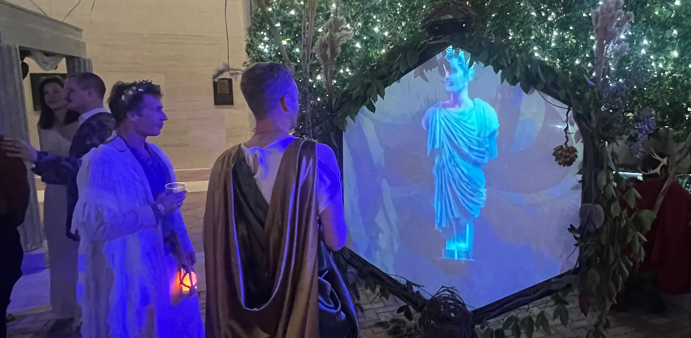 Guests at the appleton museum in ocala florida interacting with an interactive projection mapped art installation by Drake Arnold